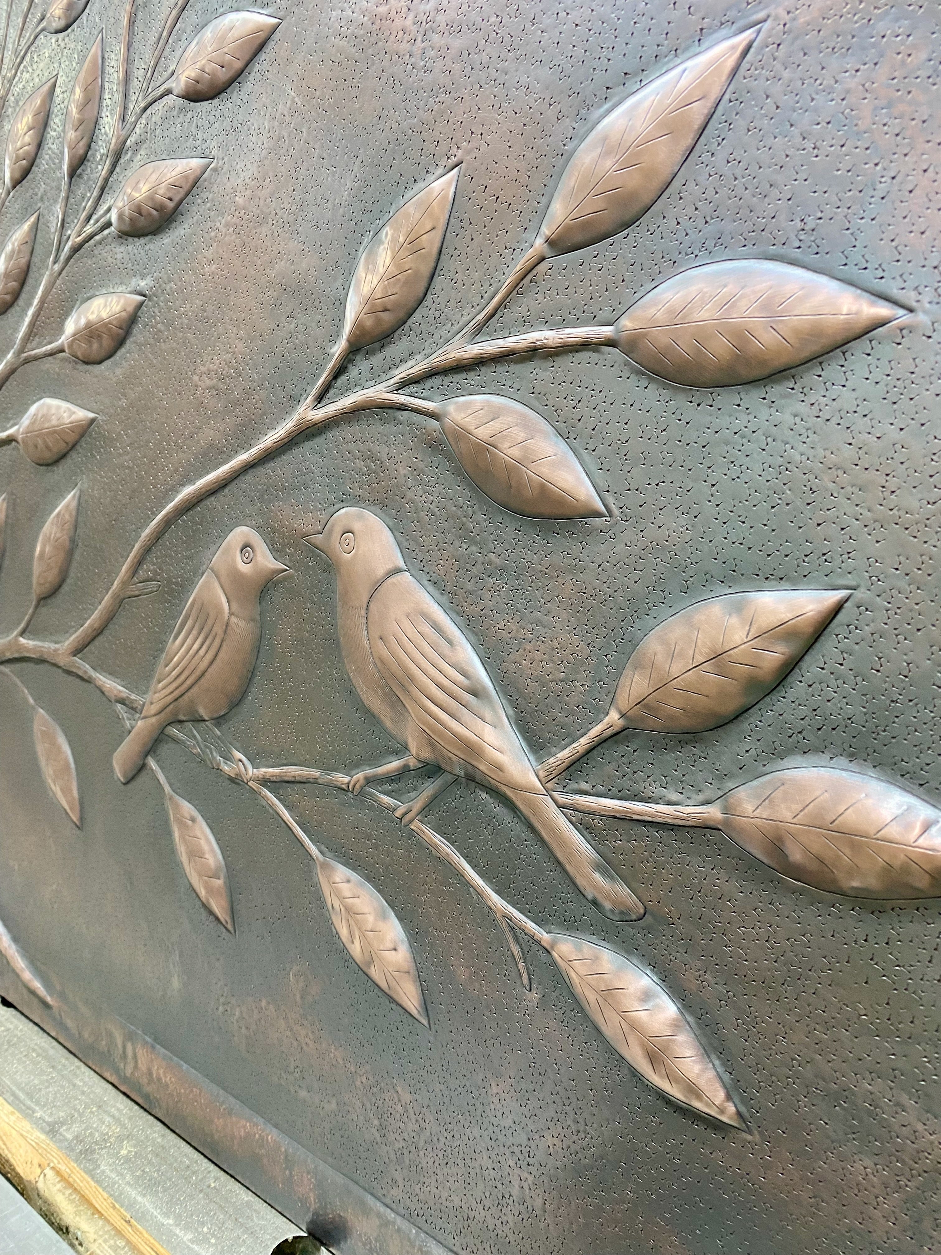 Arched Tree of Life Copper Panel – Handmade Relief for Fireplace Mantels, Door Transoms & Feature Walls (Custom Size)