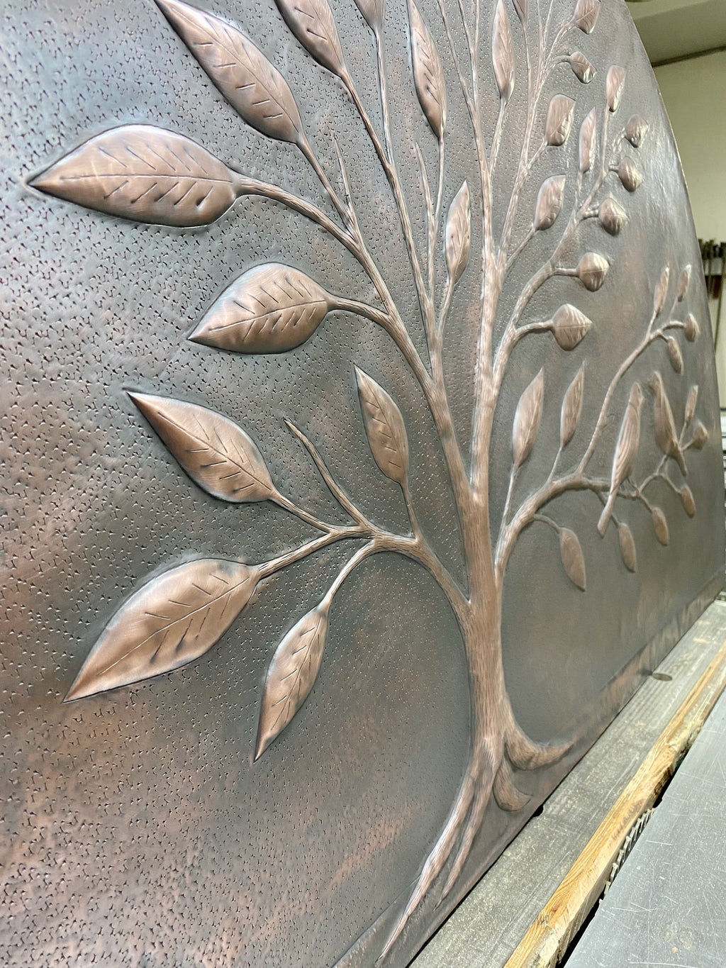 Arched Tree of Life Copper Panel – Handmade Relief for Fireplace Mantels, Door Transoms & Feature Walls (Custom Size)