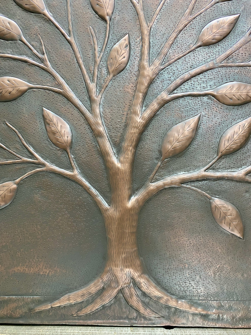 Arched Tree of Life Copper Panel – Handmade Relief for Fireplace Mantels, Door Transoms & Feature Walls (Custom Size)