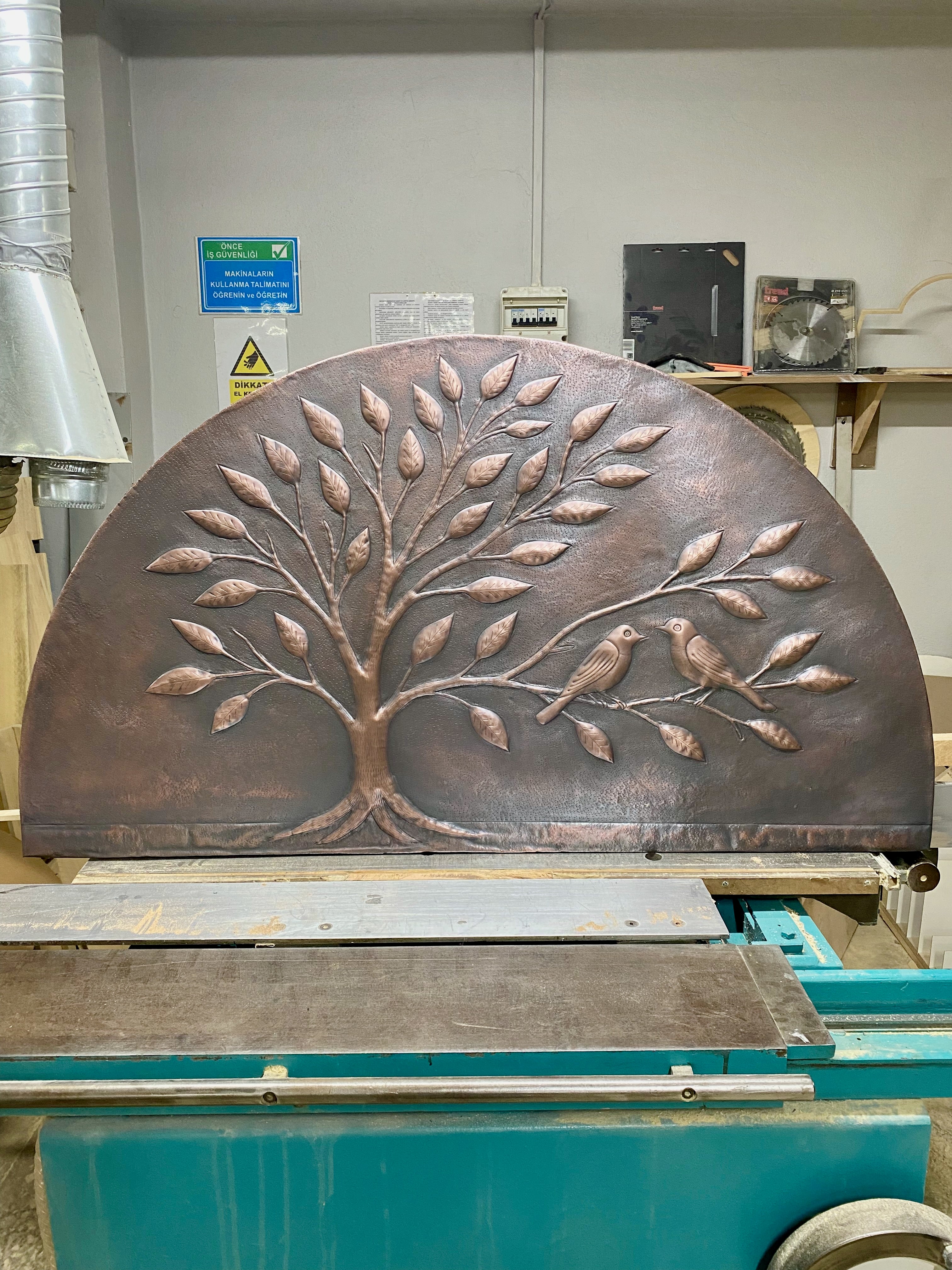 Arched Tree of Life Copper Panel – Handmade Relief for Fireplace Mantels, Door Transoms & Feature Walls (Custom Size)