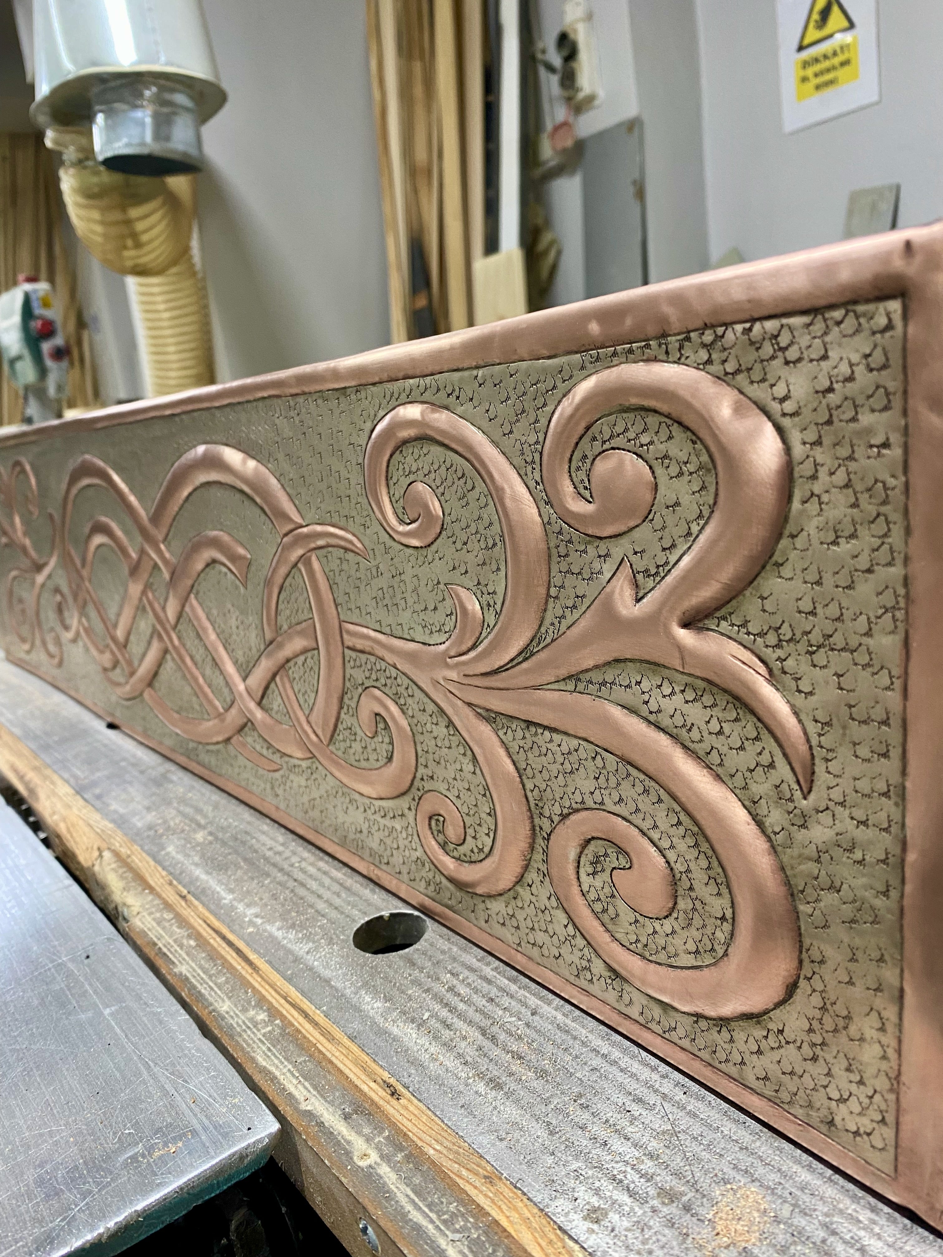 Custom Copper Range Hood Apron Panel Set (Front + Side Panels)