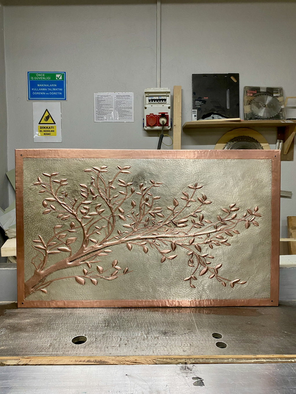 Branch Stove Backsplash Panel (Picture-Frame Style Border)