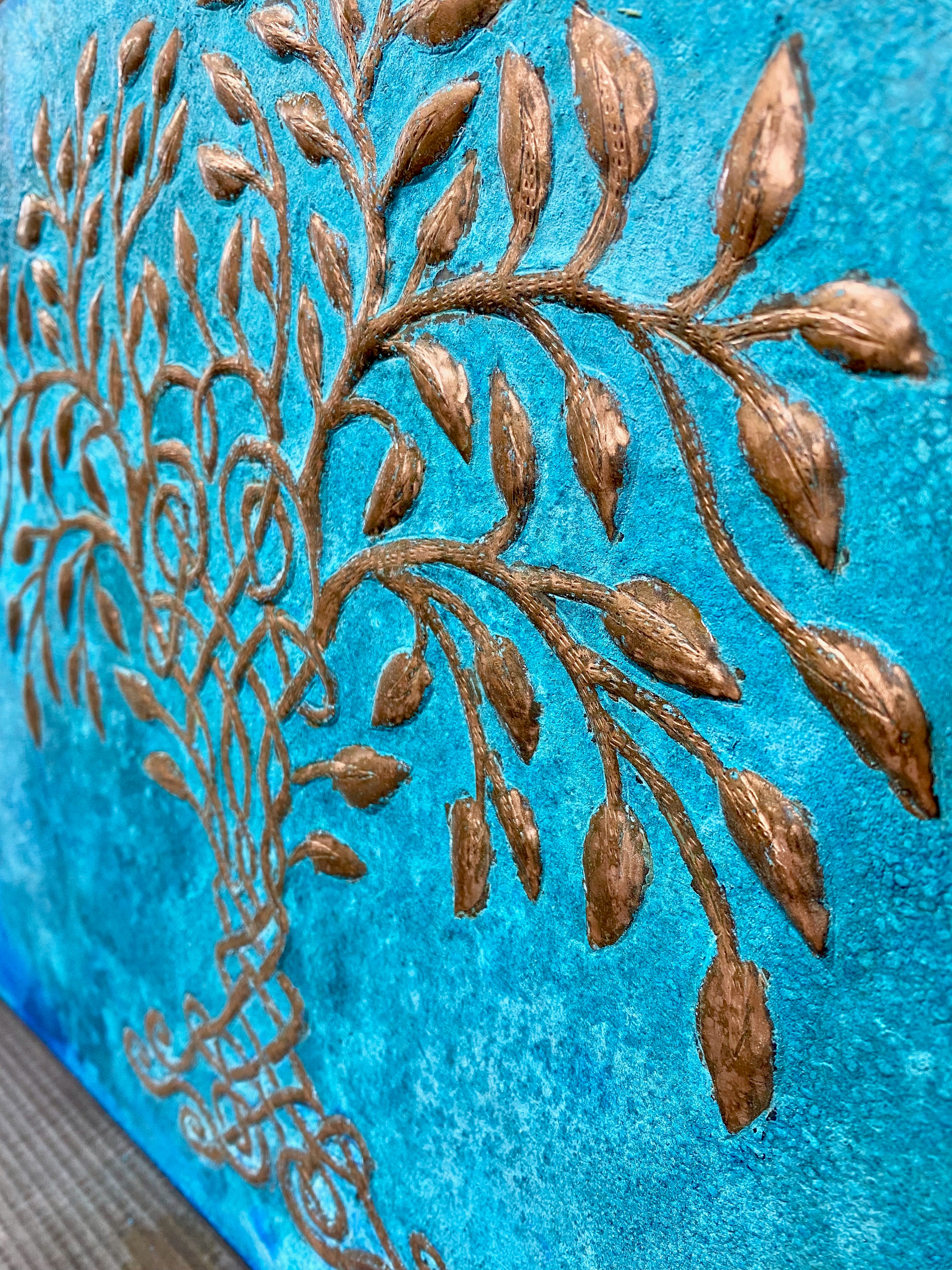 “Celtic Tide Tree” – Tree of Life Copper Backsplash Panel (Large One-Piece Panel)