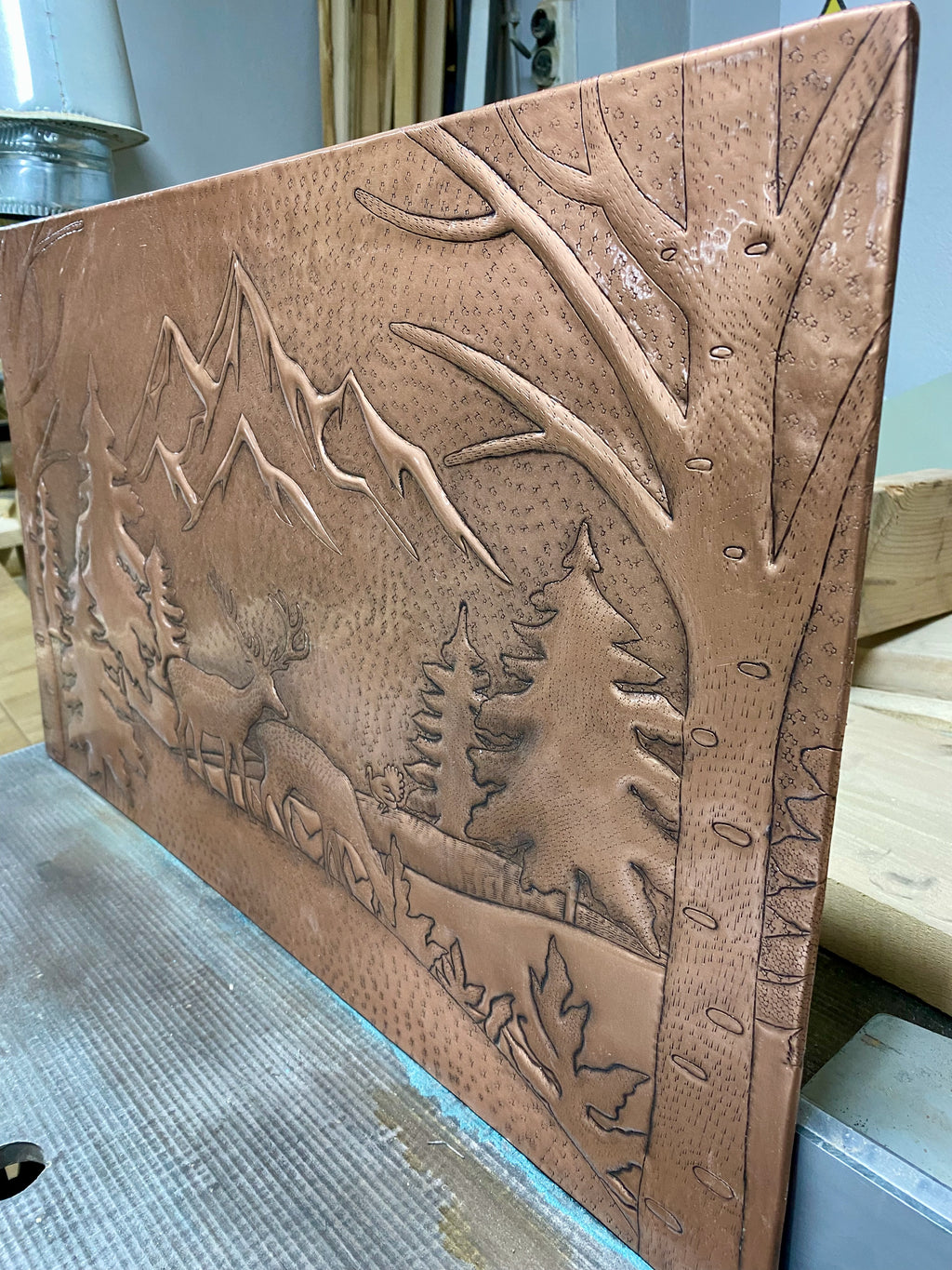 Mountain Deer Copper Stove Backsplash Panel