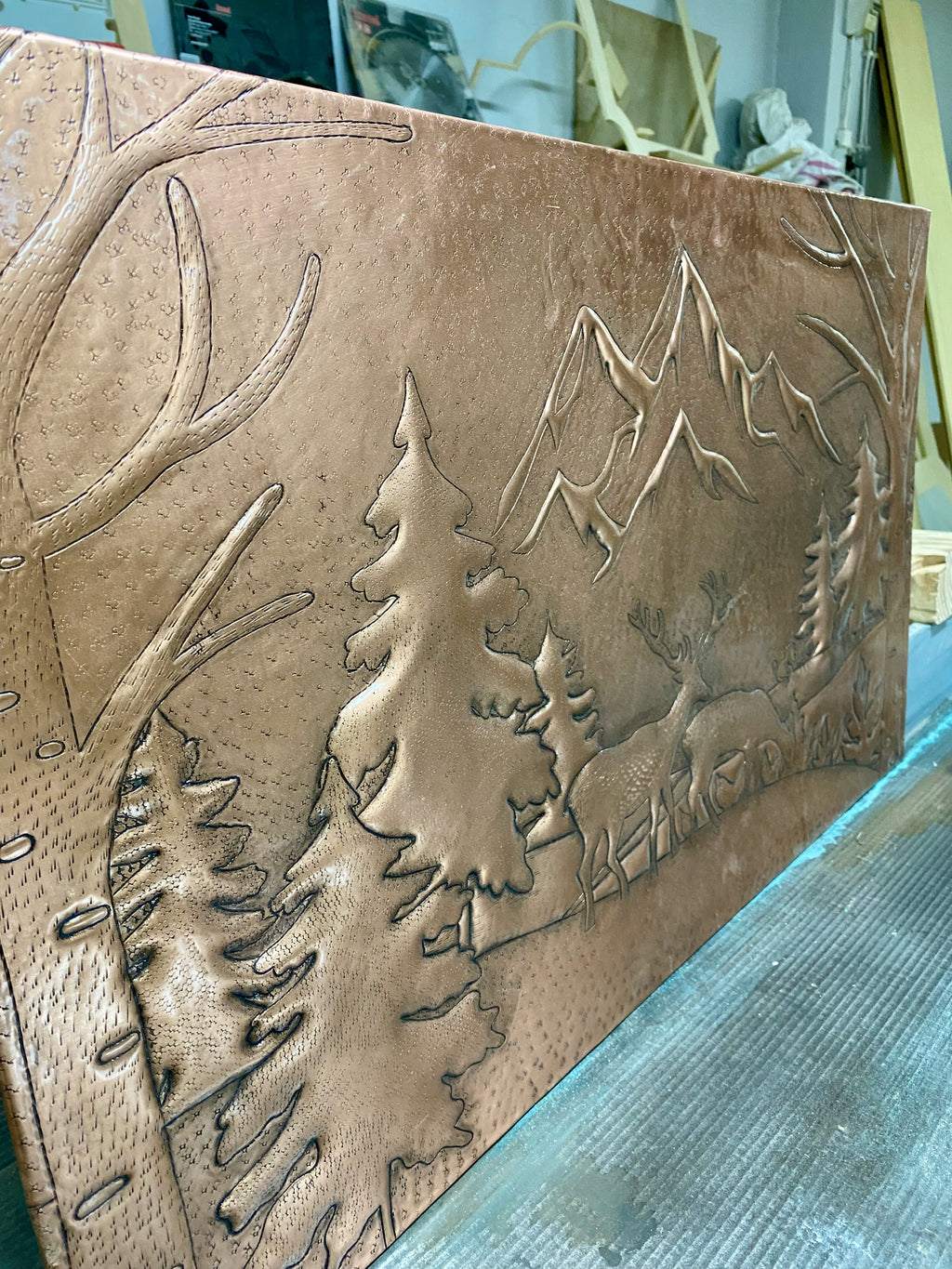 Mountain Deer Copper Stove Backsplash Panel