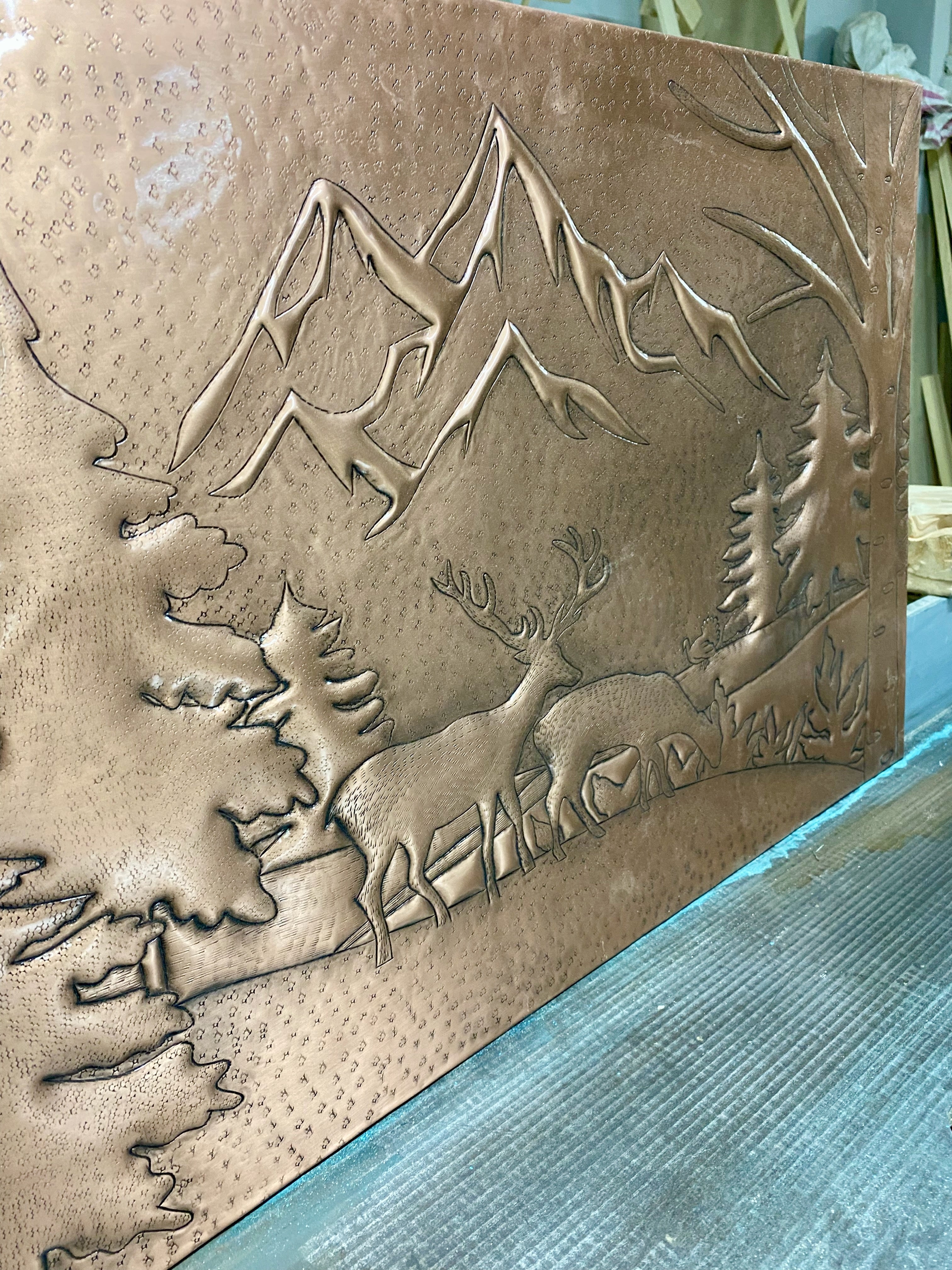 Mountain Deer Copper Stove Backsplash Panel