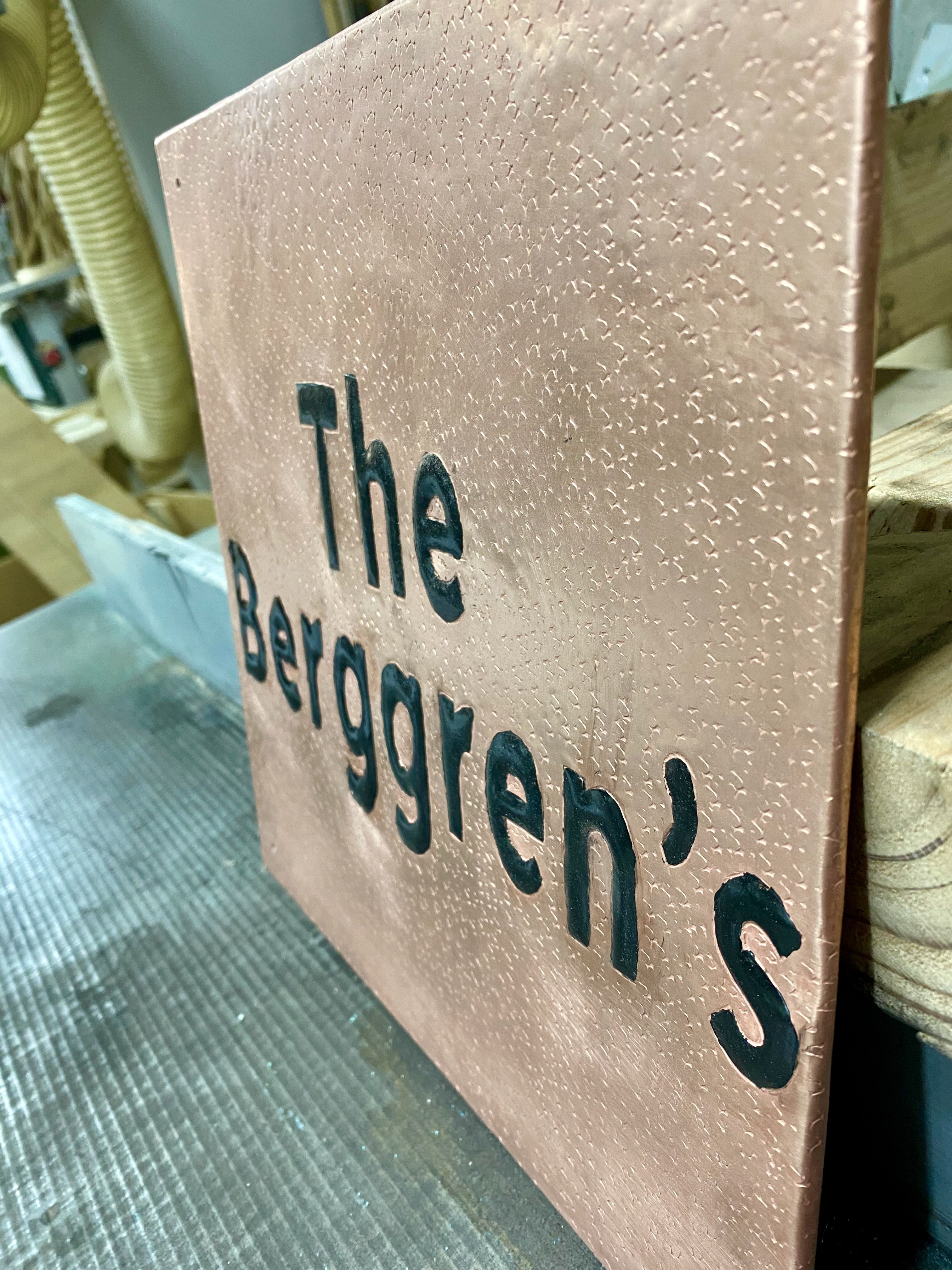 Custom Copper Family Name Plaque (Handmade Wall Sign)