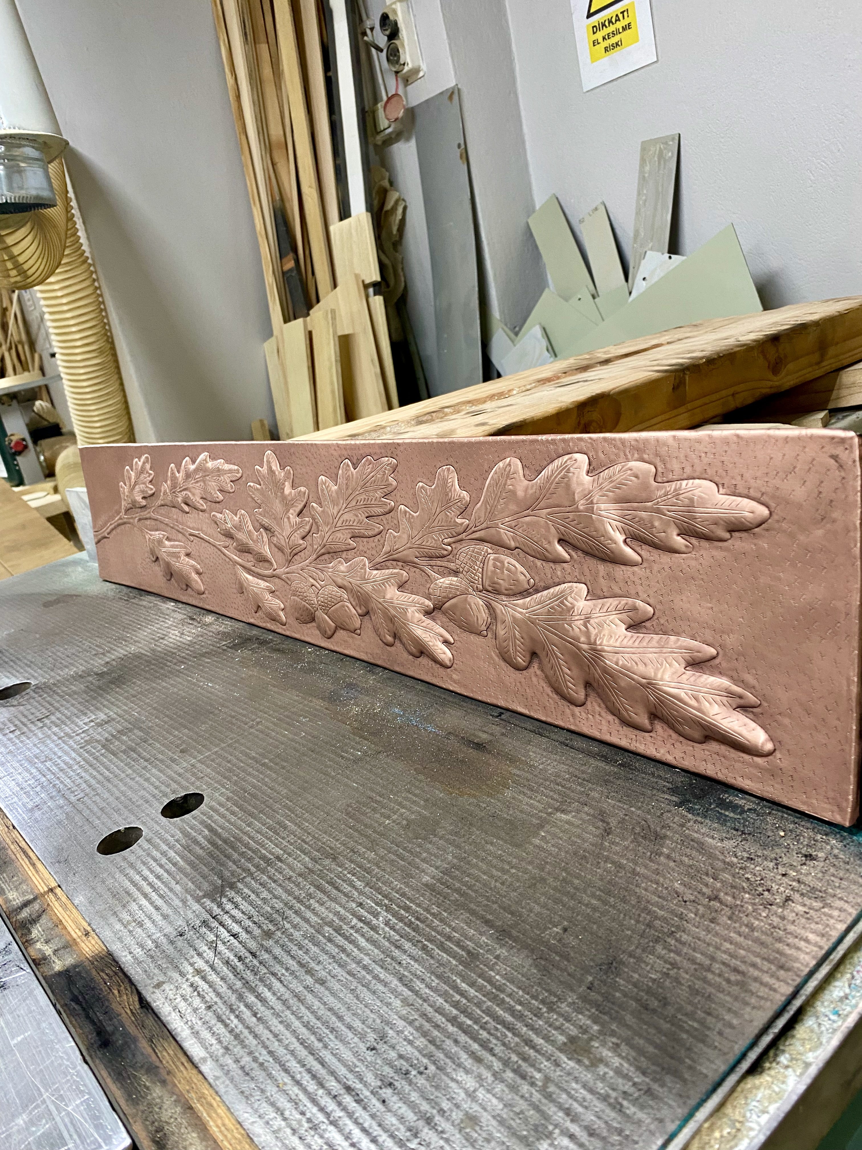 Oak & Acorn Copper Backsplash Border Trim (Handmade Accent Strip)
