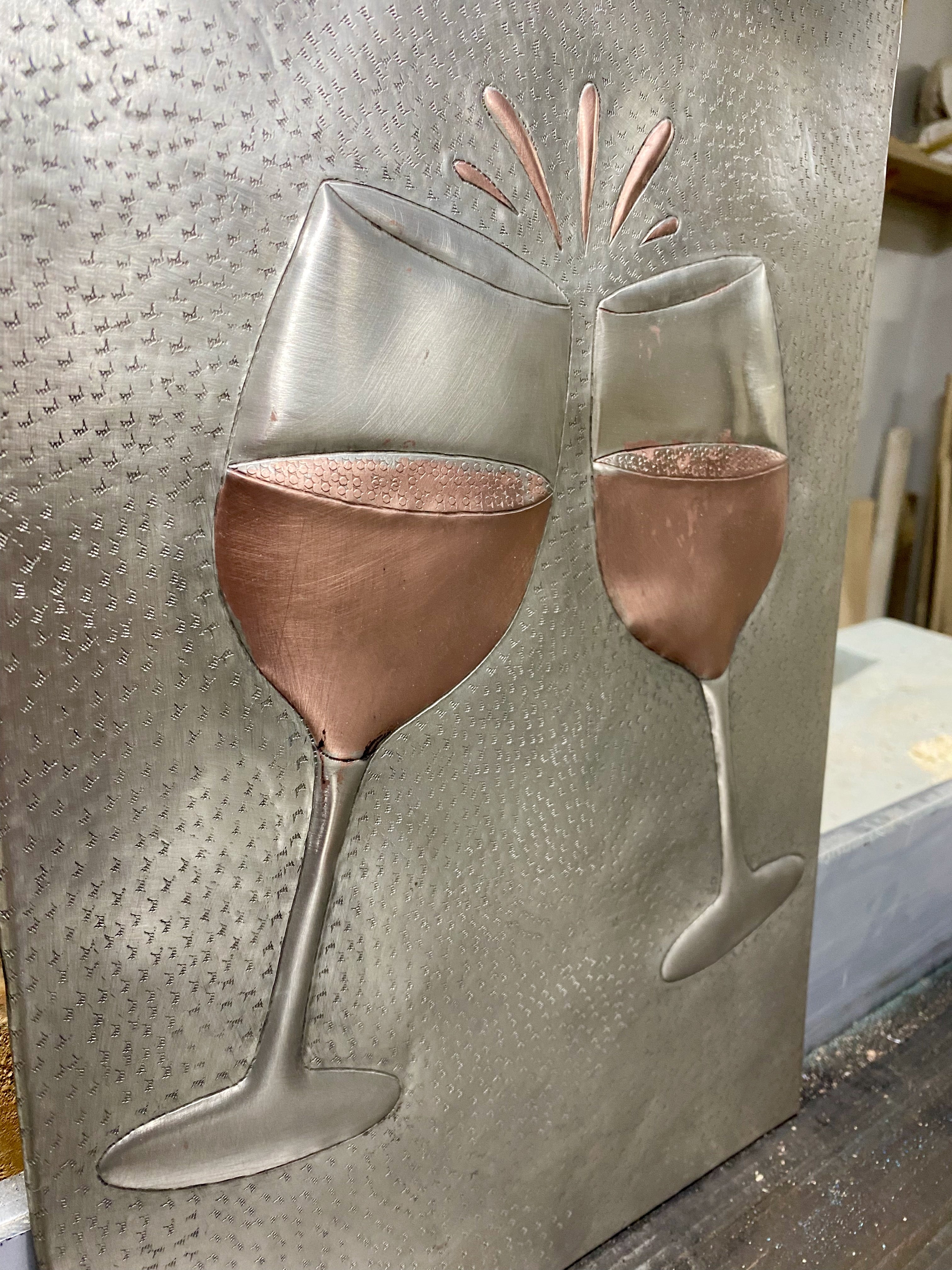 Cheers Wine Glass Copper Backsplash Panel