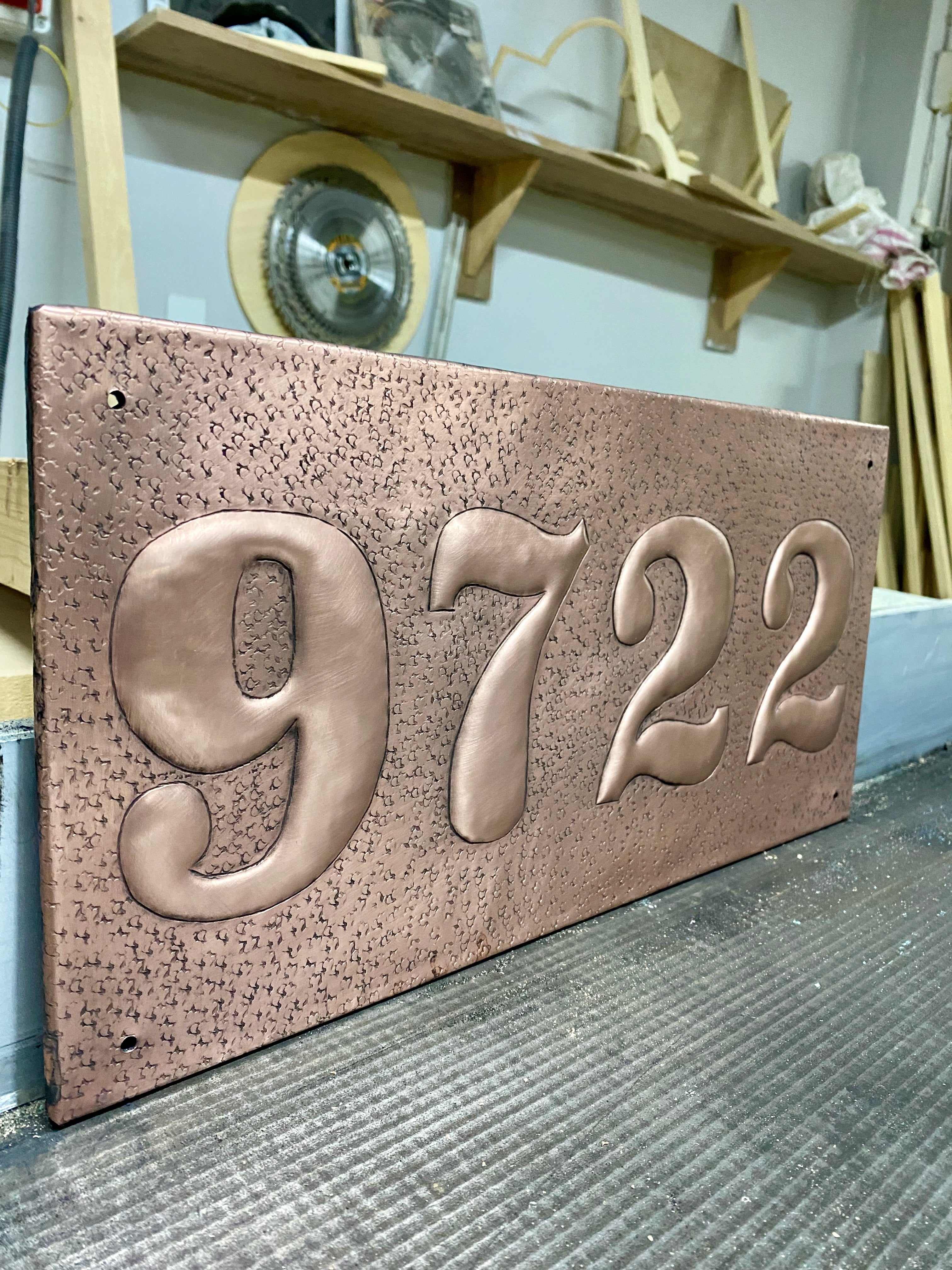 Personalized House Number Copper Address Plaque (3D Raised Numbers)