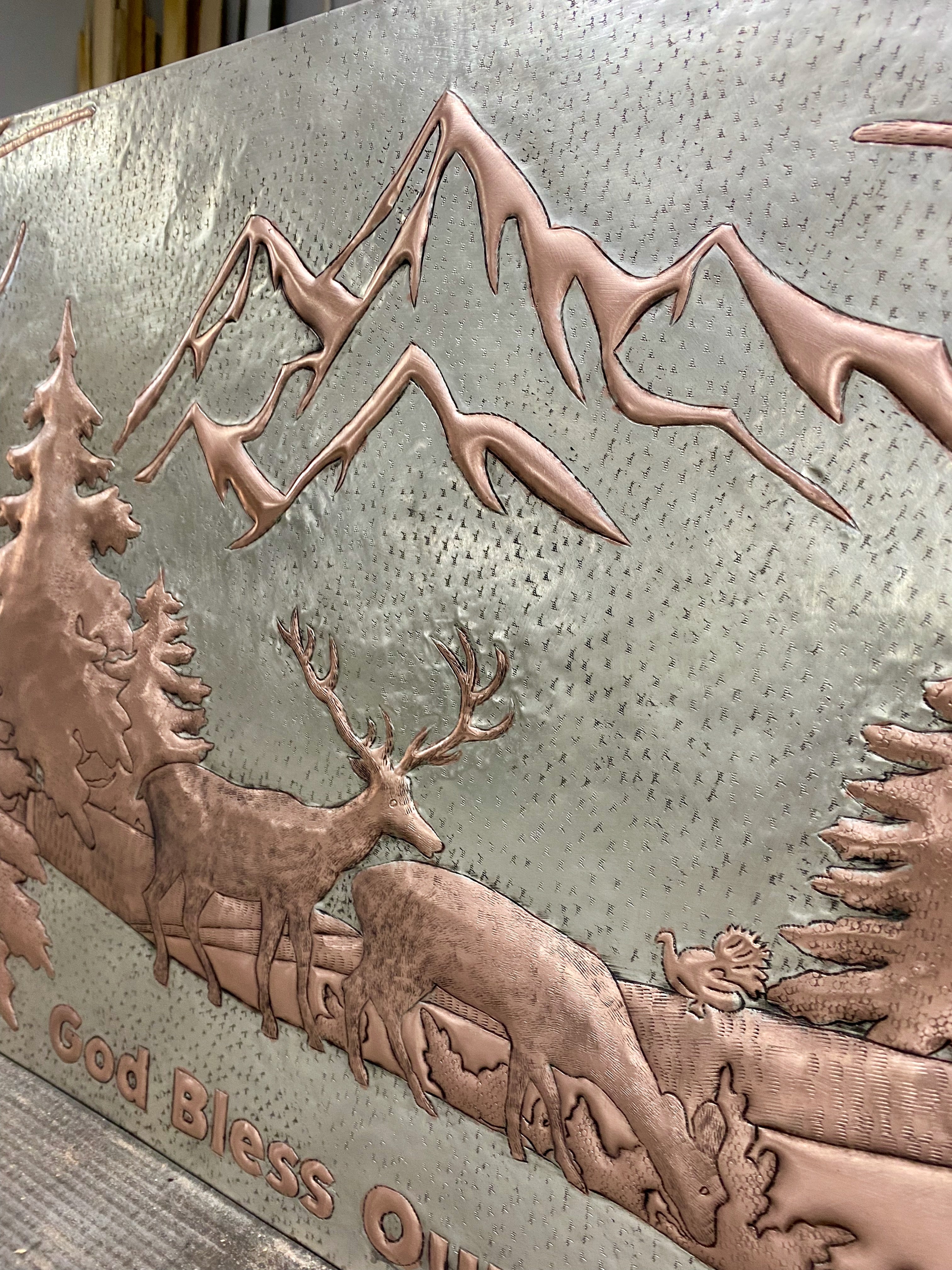 Mountain Deer Copper Stove Backsplash Panel