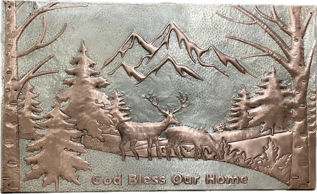 Mountain Deer Copper Stove Backsplash Panel
