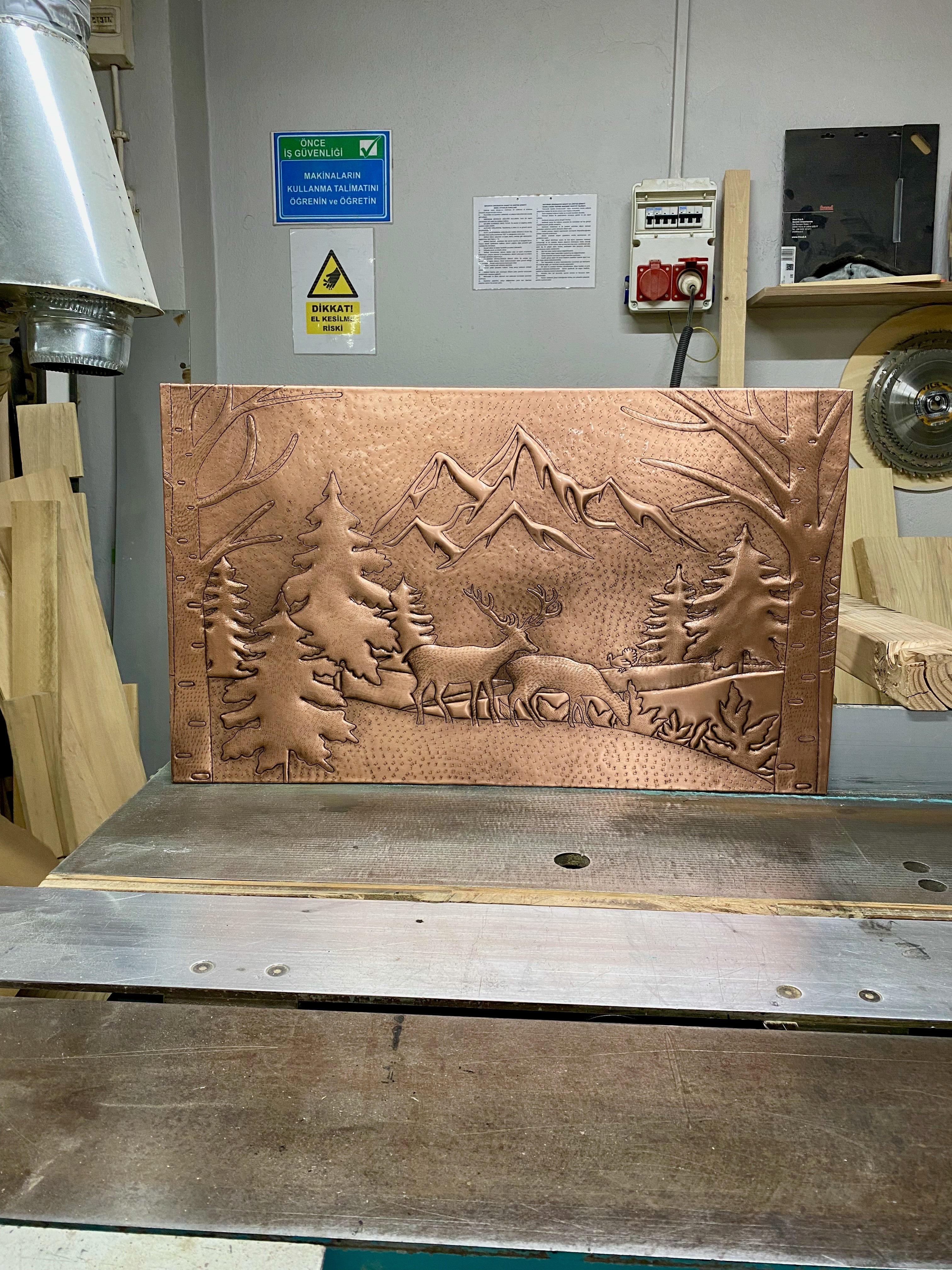 Mountain Deer Copper Stove Backsplash Panel