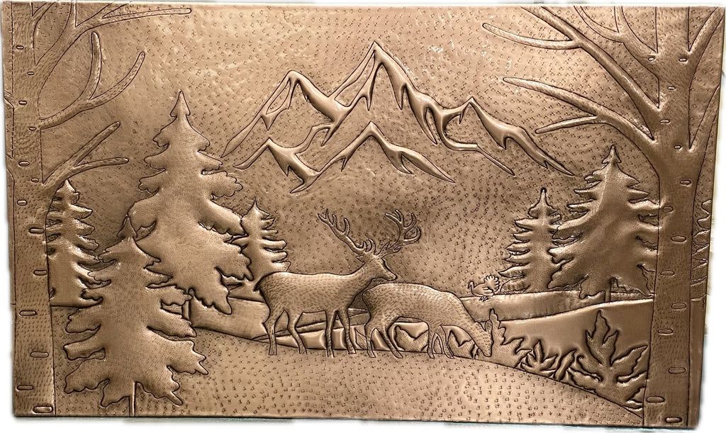 Mountain Deer Copper Stove Backsplash Panel