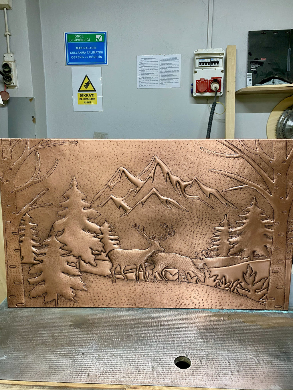 Mountain Deer Copper Stove Backsplash Panel