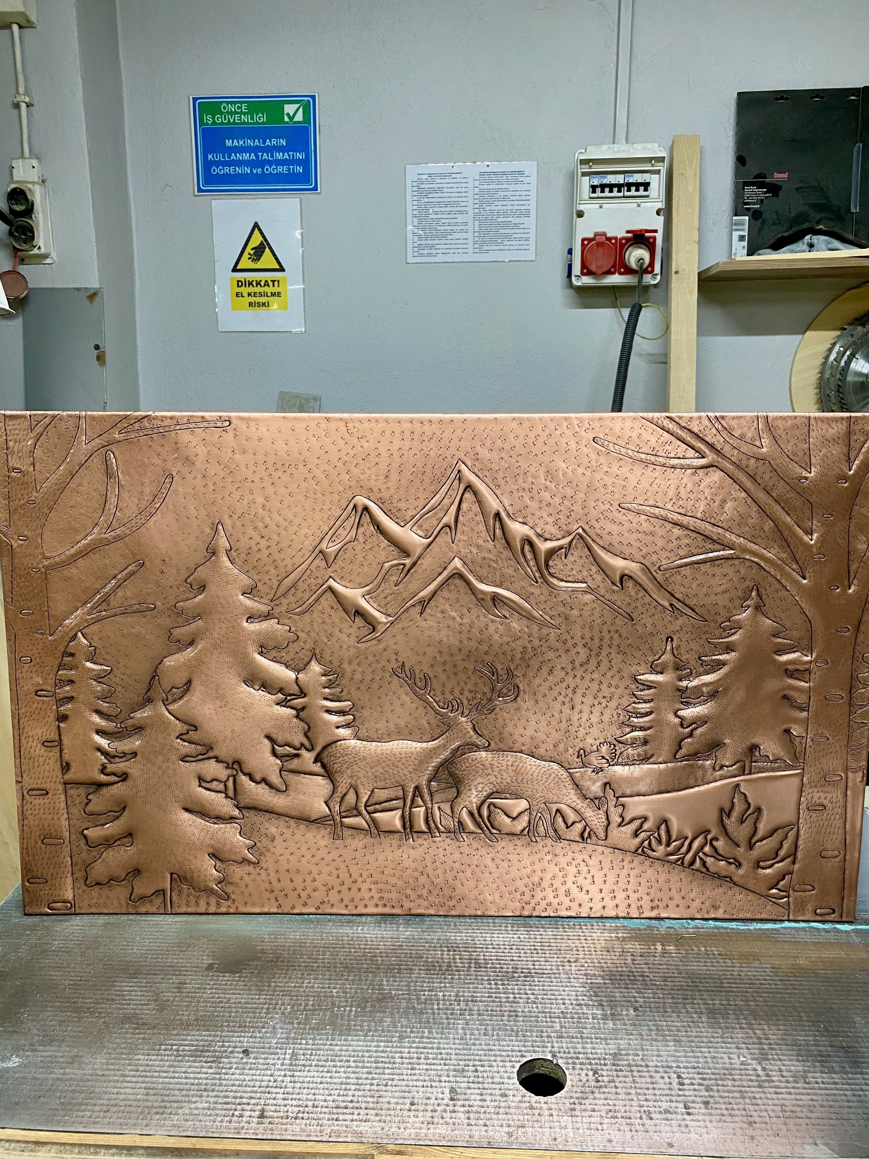 Mountain Deer Copper Stove Backsplash Panel