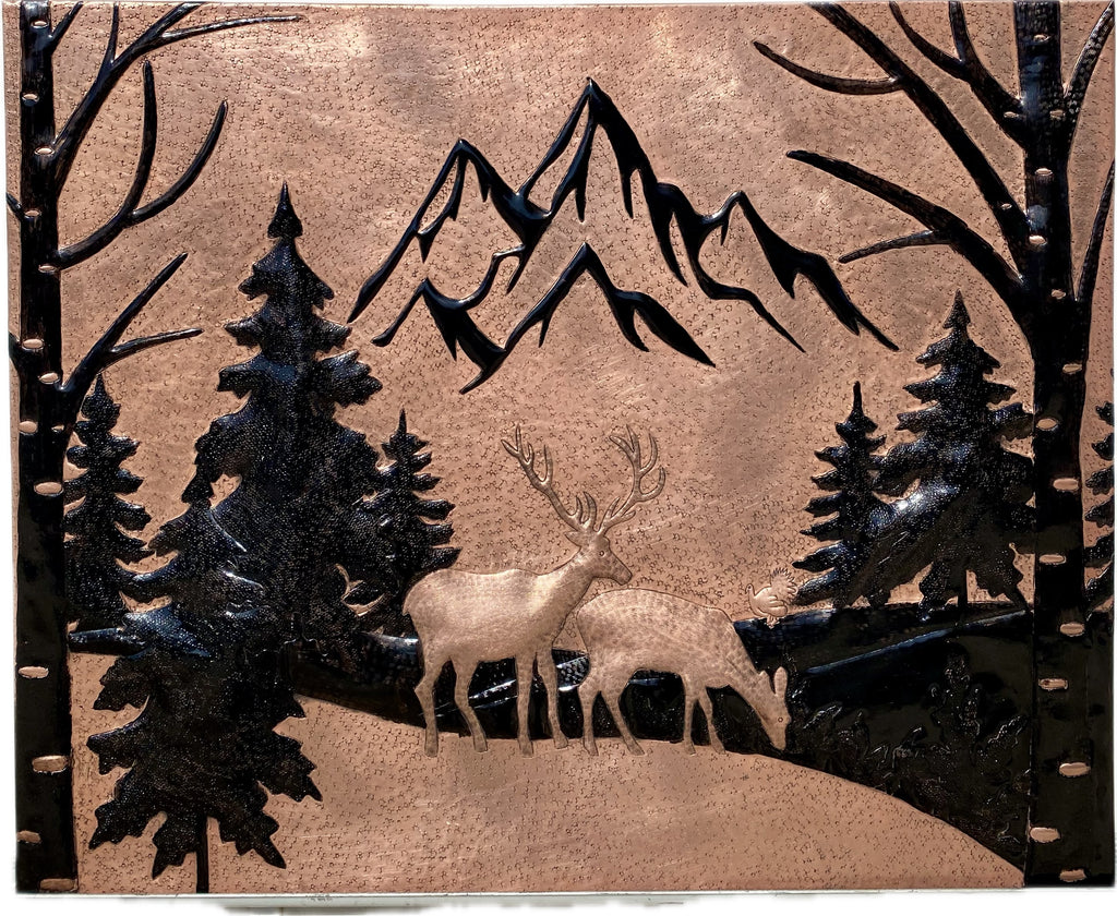 Mountain Deer Copper Stove Backsplash Panel