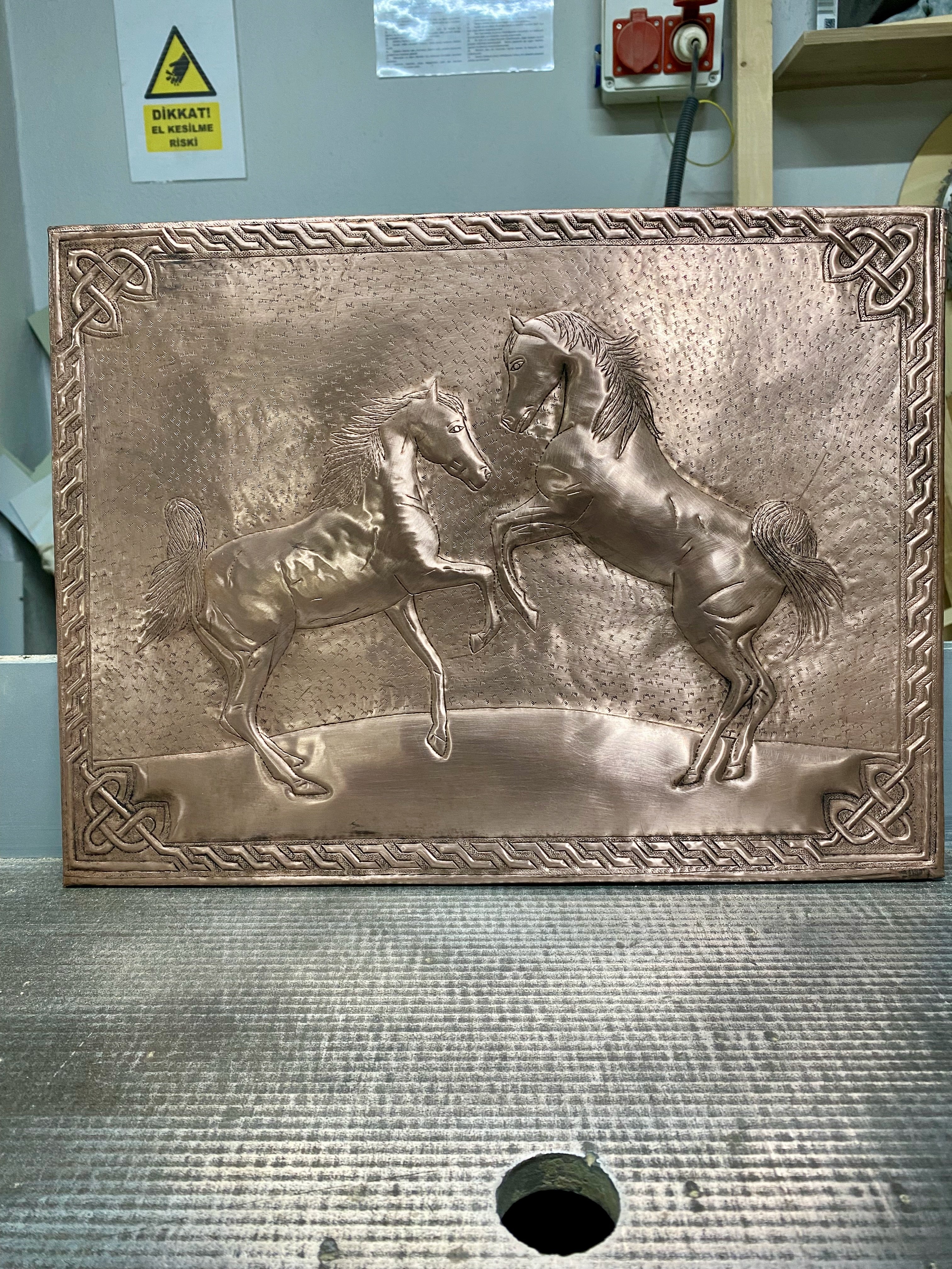 Wild Horses Copper Stove Backsplash Panel