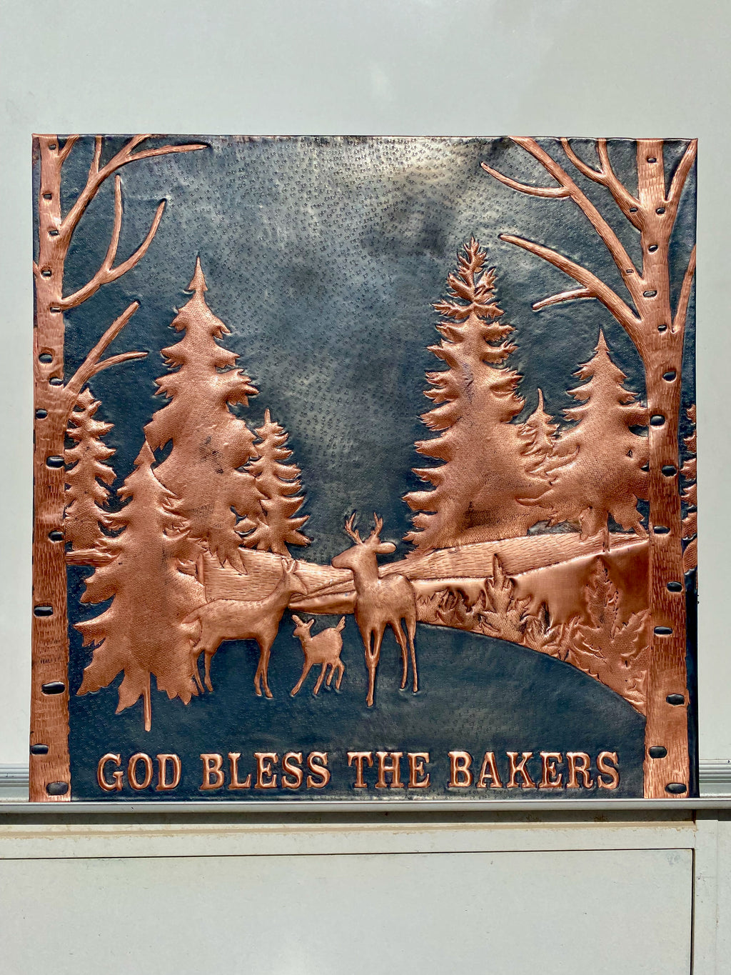 Woodland Deer Copper Stove Backsplash Panel
