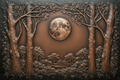 Full Moon Through Forest - Textured Black Patina