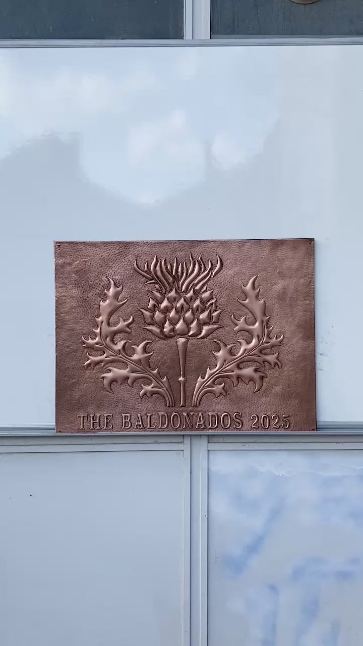 Scottish Thistle Family Name Copper Sign (Custom Crest Plaque)
