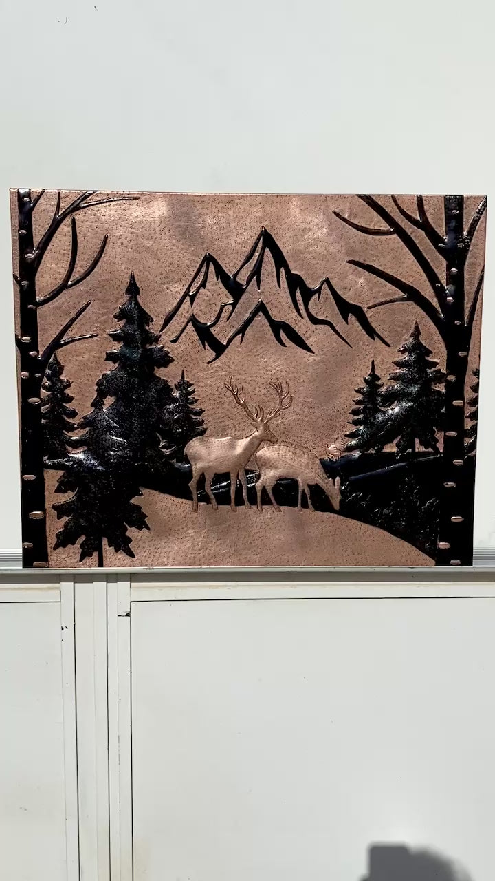Mountain Deer Copper Stove Backsplash Panel