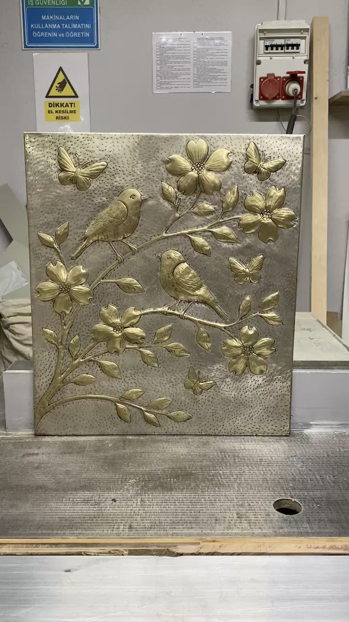 Songbird Garden – Handcrafted Copper Stove Backsplash Panel