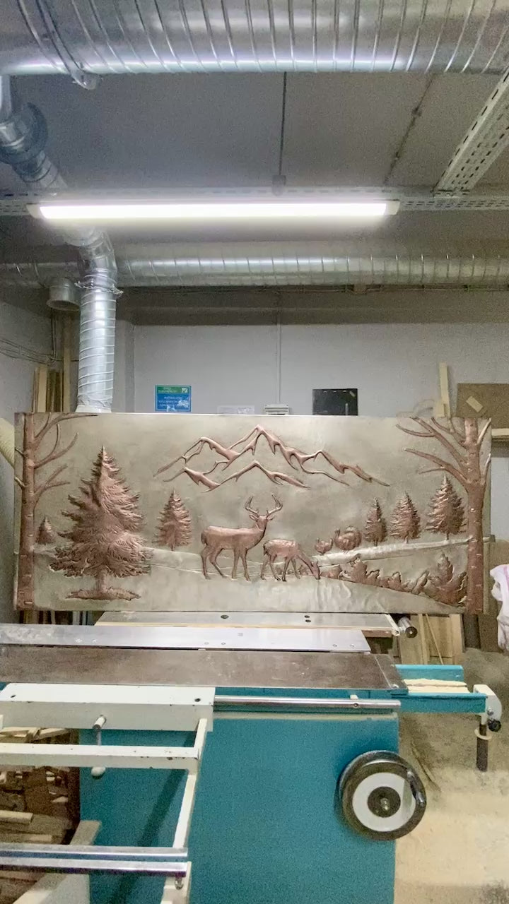 Mountain Deer Copper Stove Backsplash Panel
