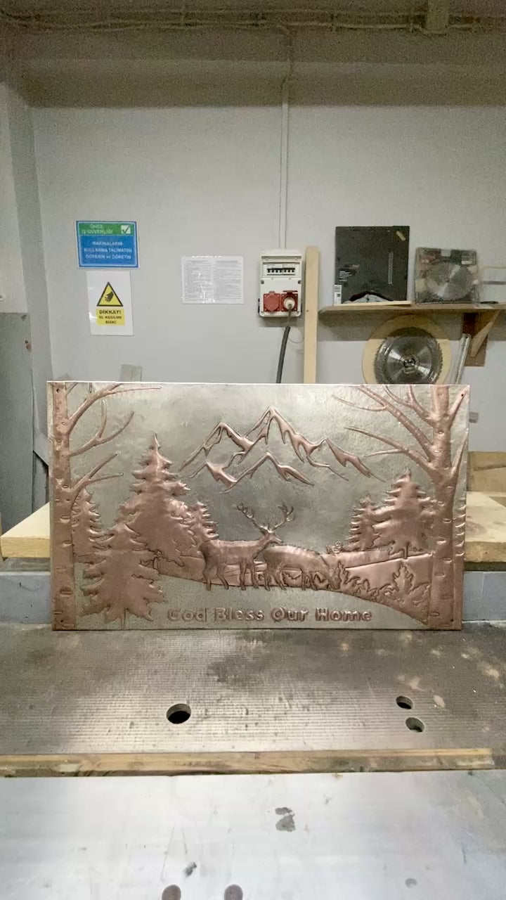 Mountain Deer Copper Stove Backsplash Panel