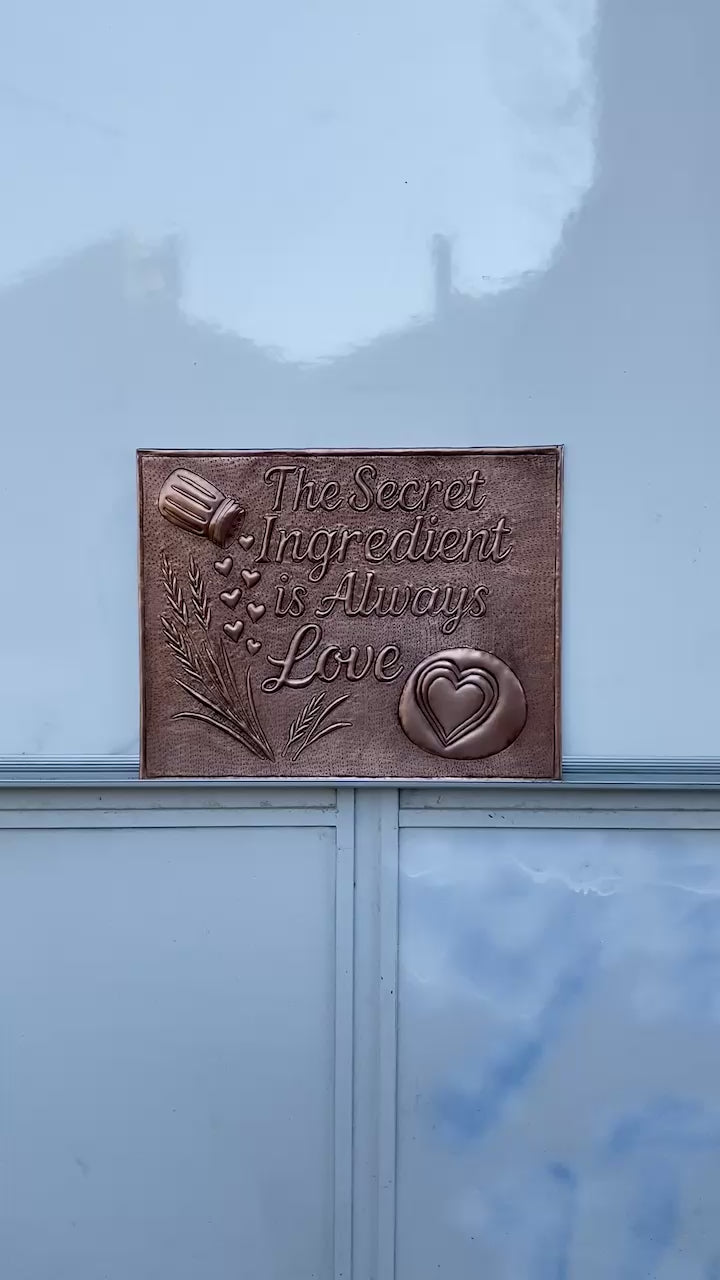 “Secret Ingredient is Love” Copper Stove Backsplash