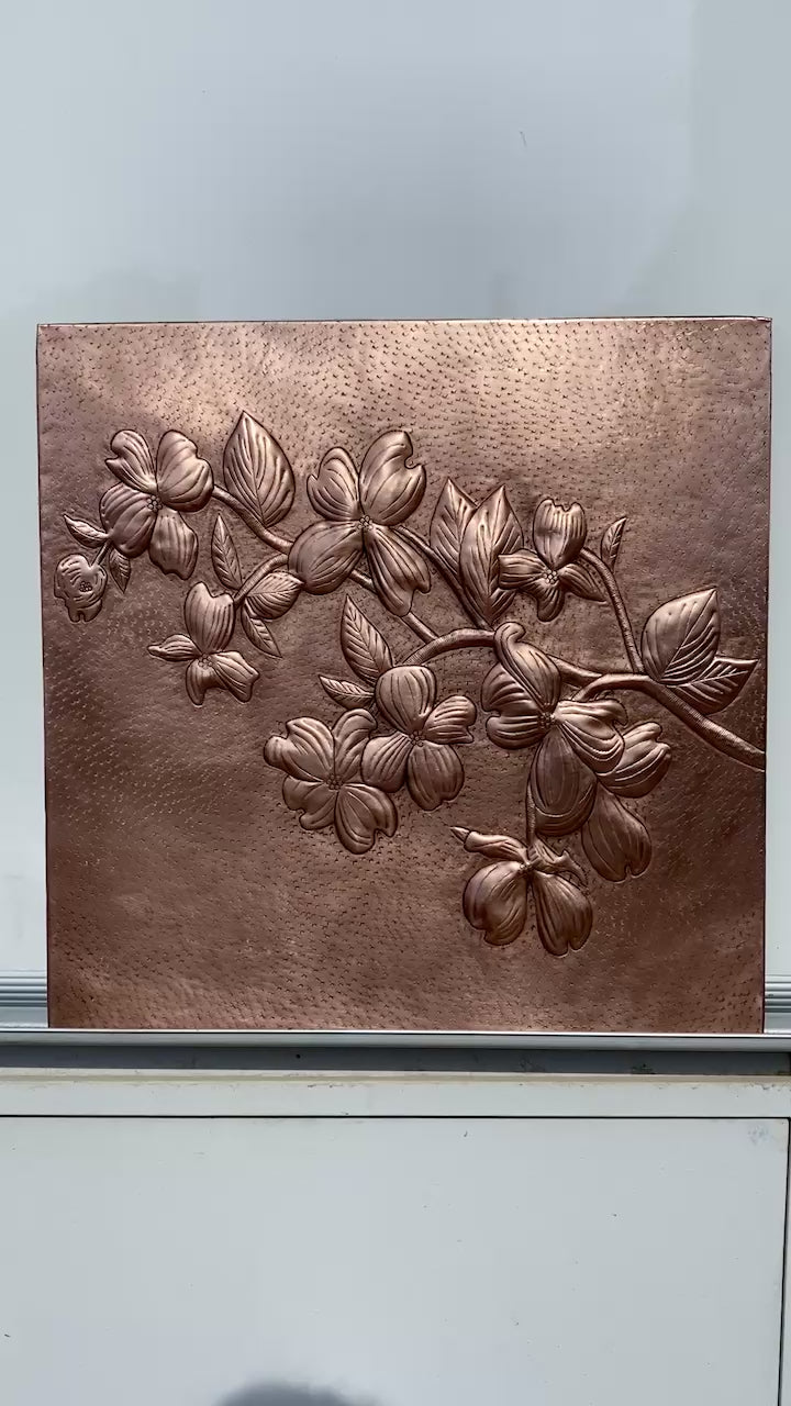 Dogwood Blossom Copper Stove Backsplash Panel