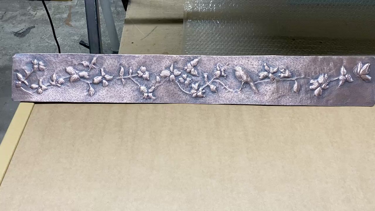 Blossom Vine Copper Backsplash Border Trim (Bird Design)