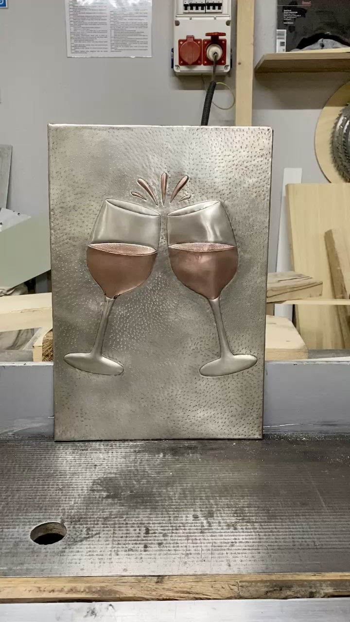 Cheers Wine Glass Copper Backsplash Panel