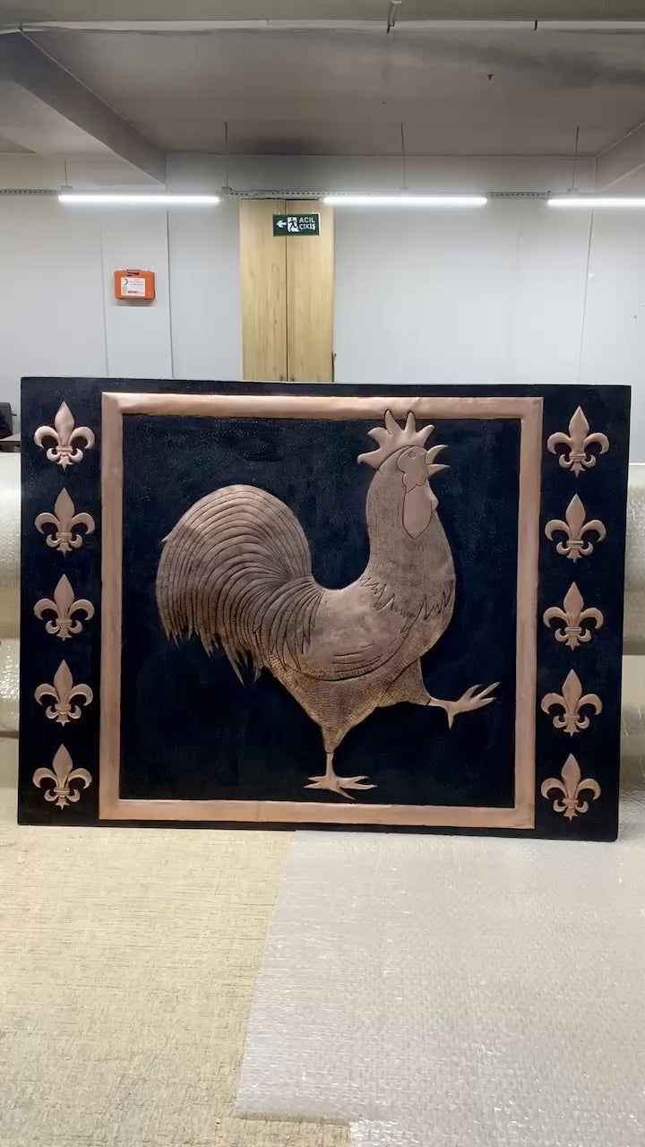 French Rooster Copper Backsplash