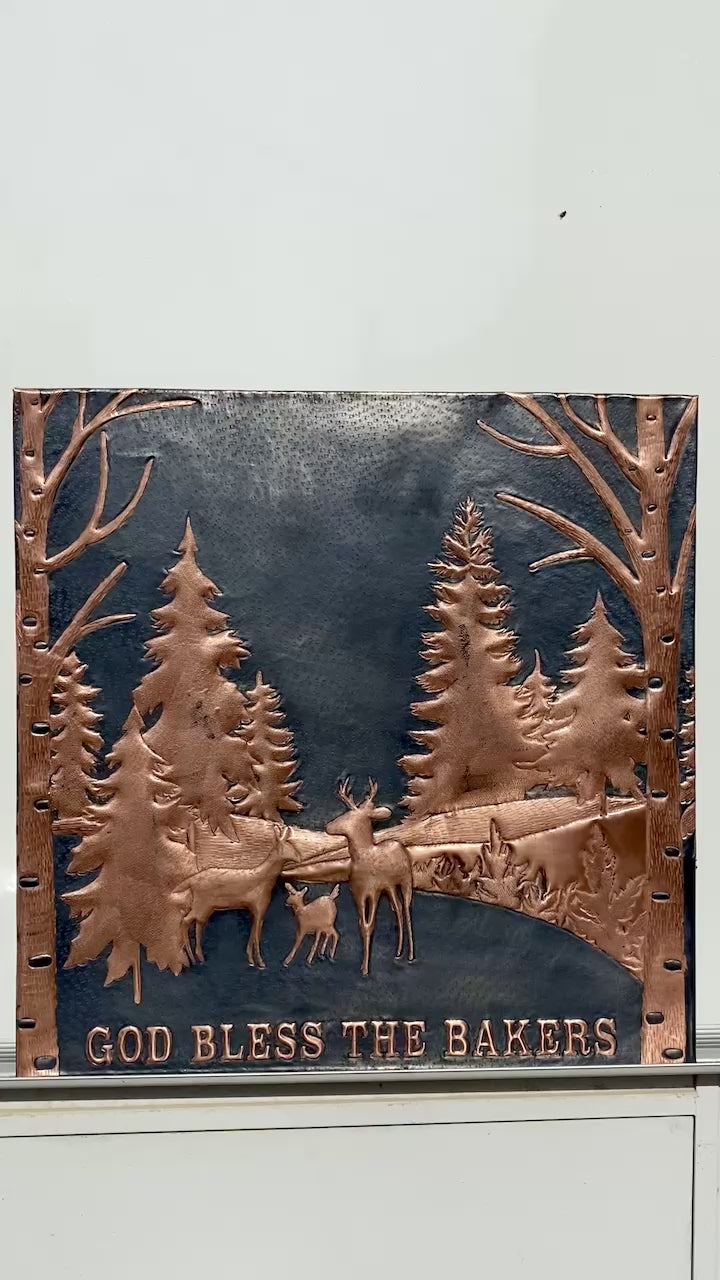 Woodland Deer Copper Stove Backsplash Panel