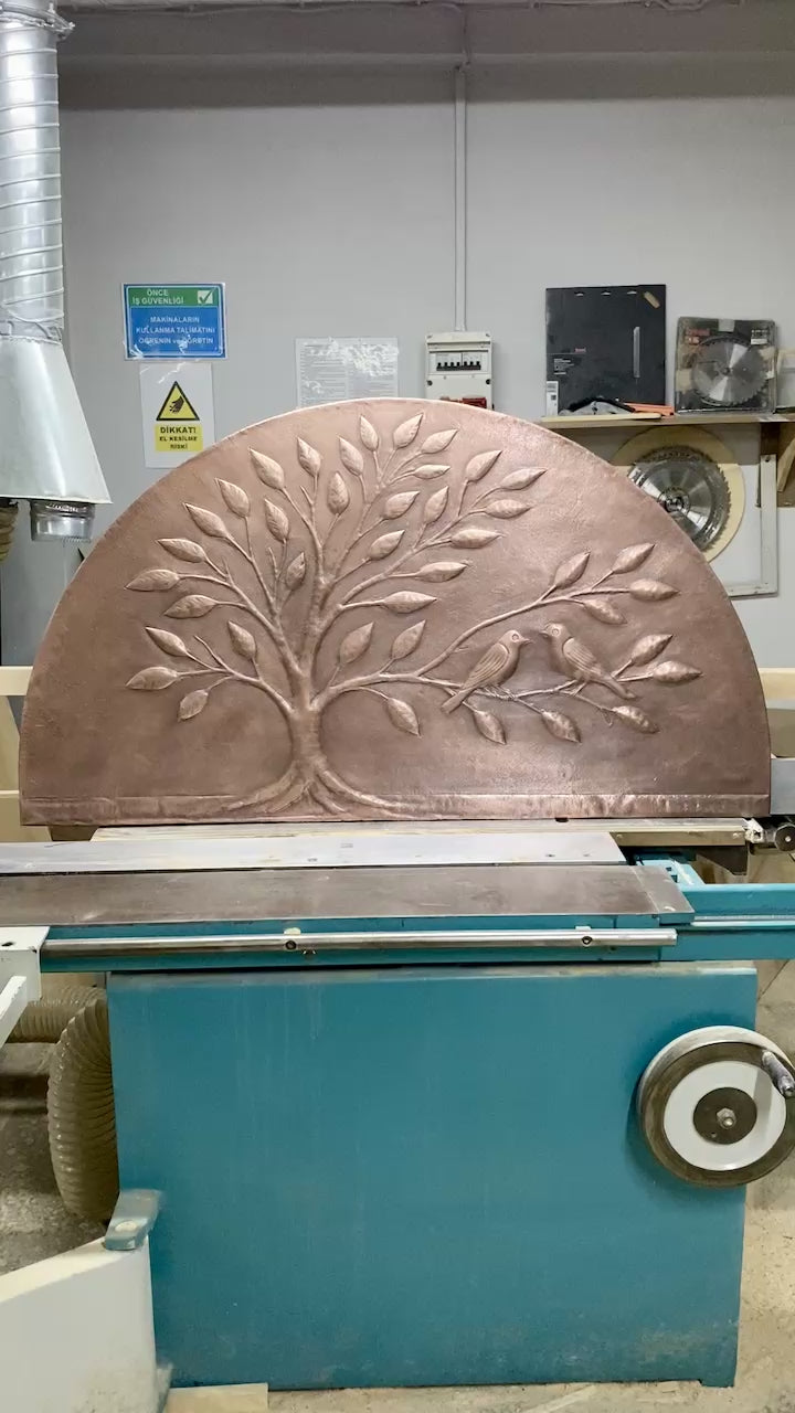 Arched Tree of Life Copper Panel – Handmade Relief for Fireplace Mantels, Door Transoms & Feature Walls (Custom Size)
