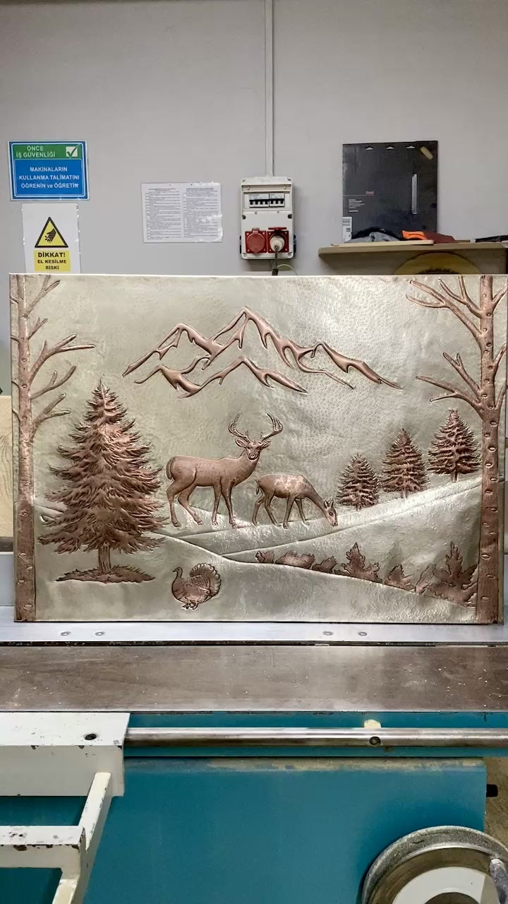 Mountain Deer Copper Stove Backsplash Panel