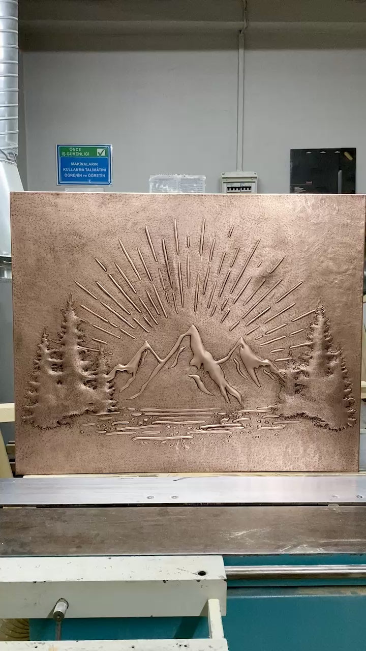 Mountain Sunrise Copper Stove Backsplash Panel