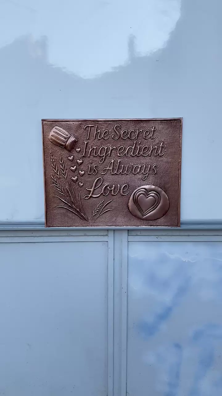 “Secret Ingredient is Love” Copper Stove Backsplash